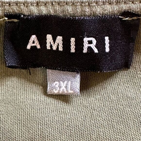 Amiri Reverse Bunny Short Sleeve Army Green Shirt Size 3XL Fits Like Large - Picture 3 of 10